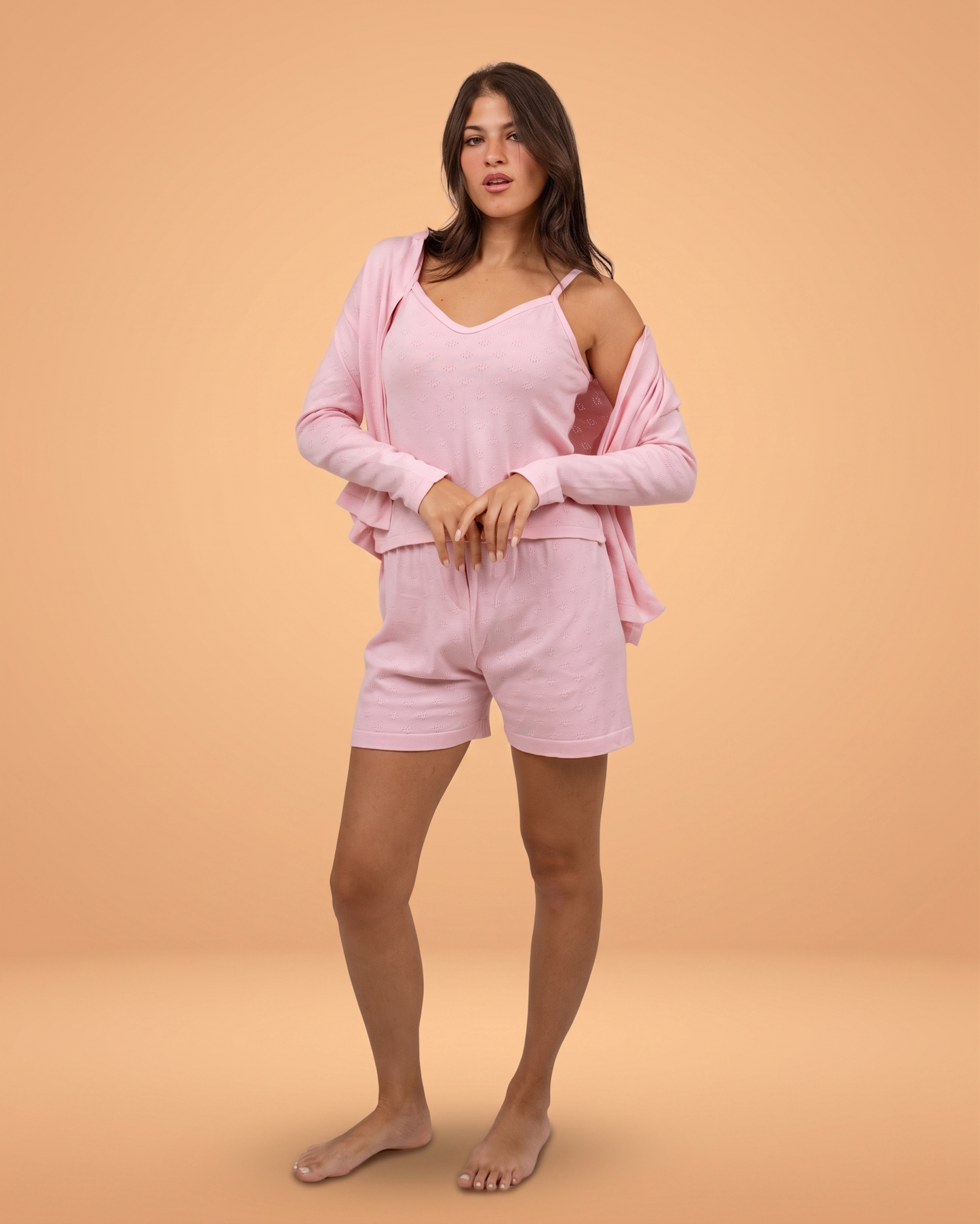Bright Pink 3-Piece Tricot Cotton Pyjama Set
